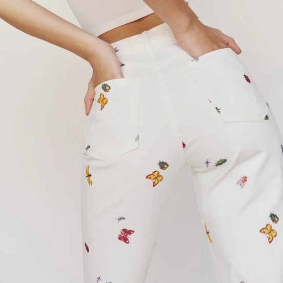 Reformation White Floral Women Jeans - Picture 6 of 16